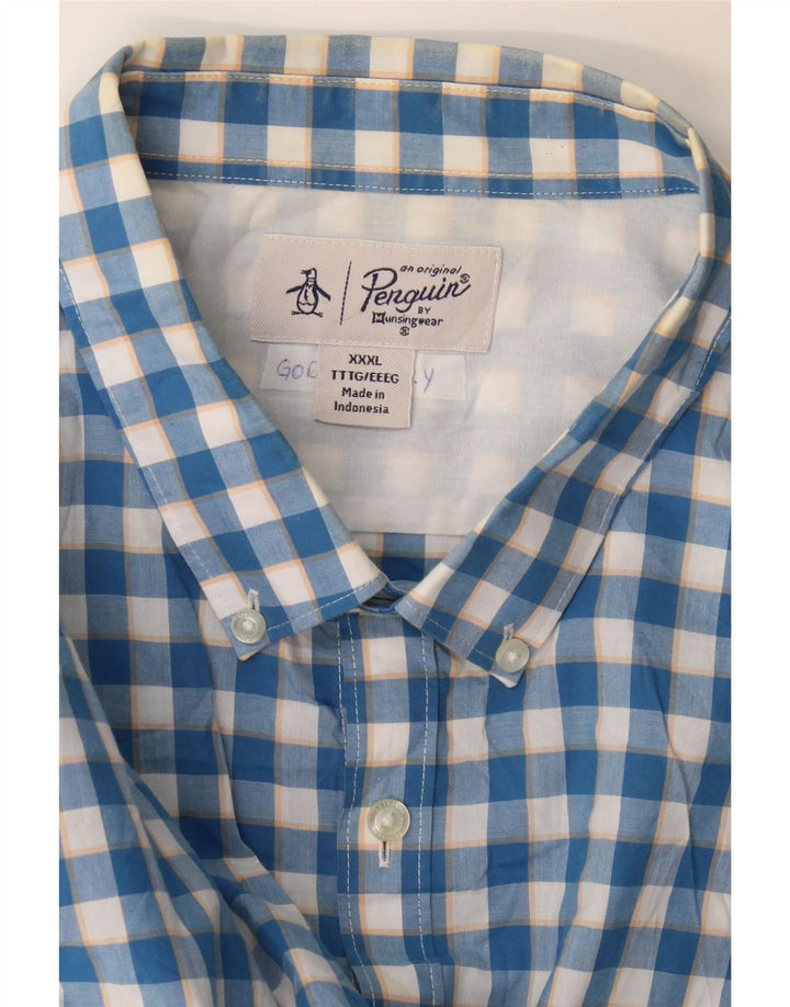Ανδρικό κοντομάνικο πουκάμισο Penguin 3XL Blue Gingham