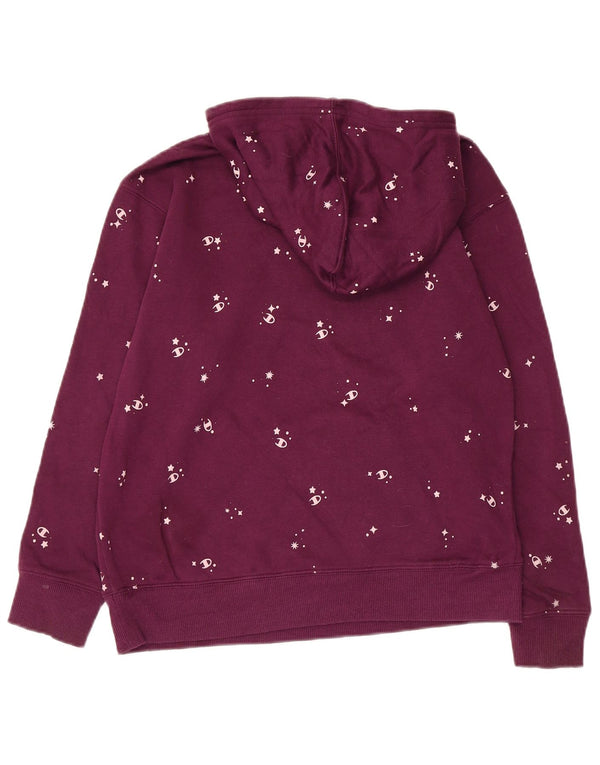 Champion Girls Graphic Hoodie Jumper 13-14 Years XL Borgundy Cotton