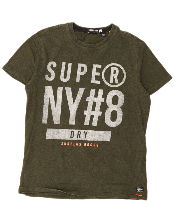 Ανδρικό γραφικό T-Shirt Superdry Top Large Χακί Βαμβακερό