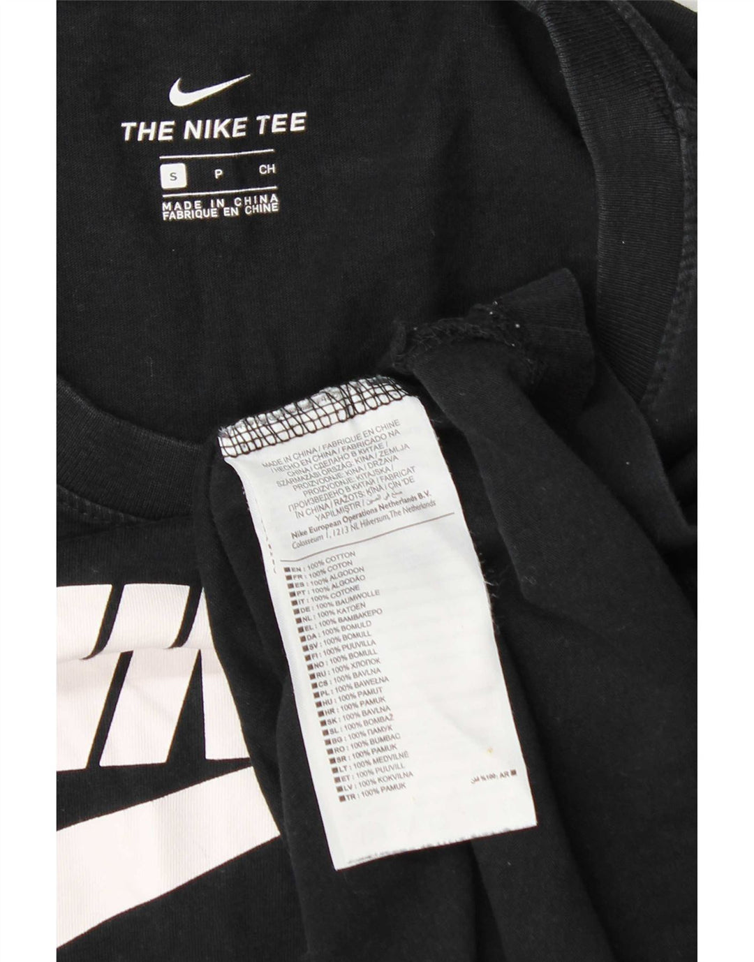 Γυναικείο τοπ Nike με γραφικό μακρυμάνικο UK 10 Small μαύρο βαμβακερό