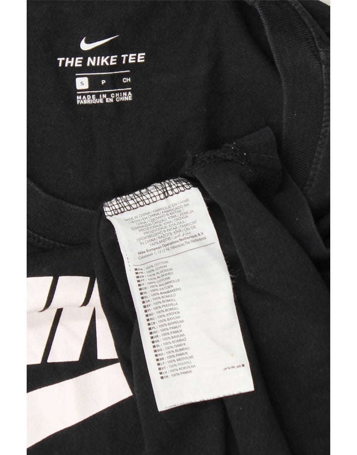 Γυναικείο τοπ Nike με γραφικό μακρυμάνικο UK 10 Small μαύρο βαμβακερό