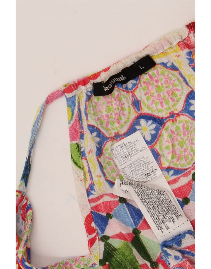 DESIGUAL Γυναικεία Oversized Μπλούζα Τοπ UK 16 Μεγάλα Πολύχρωμα Floral