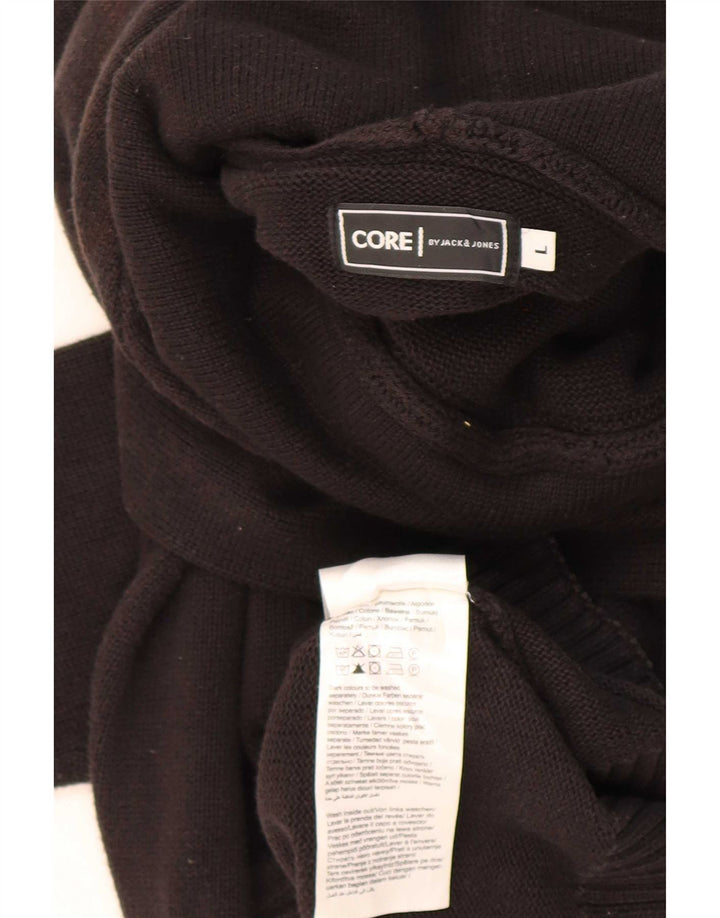 Jack & Jones Ανδρικό πουλόβερ με κουκούλα, μεγάλο μαύρο βαμβακερό