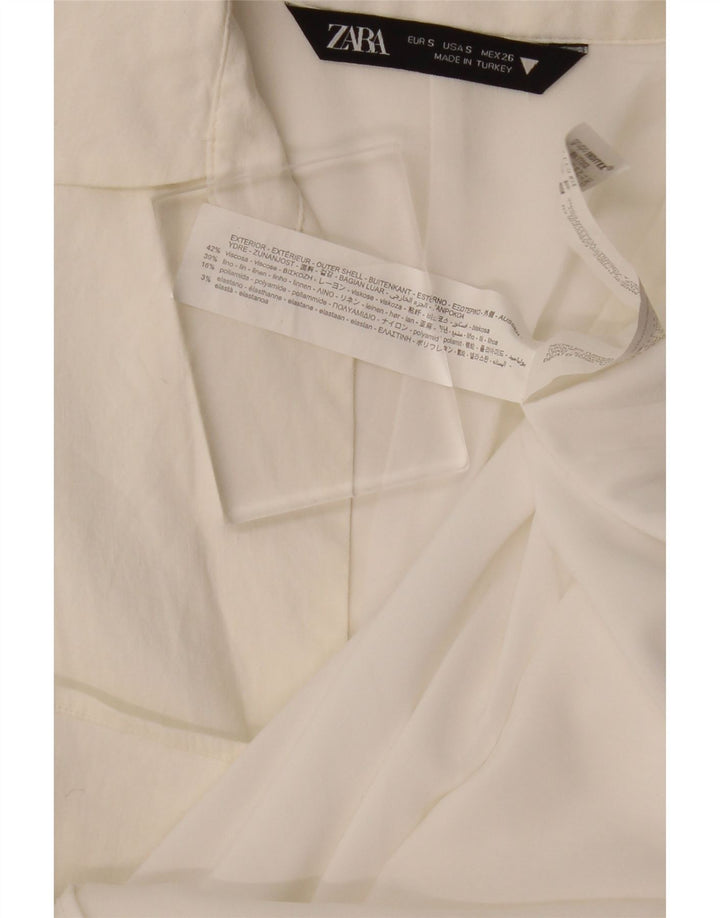 Γυναικείο κοντομάνικο φόρεμα ZARA UK 10 Small Off White Viscose