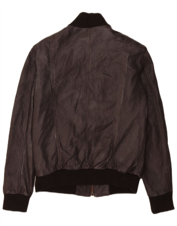 Vintage Ανδρικό Bomber Leather Jacket UK 36 Small Brown Leather