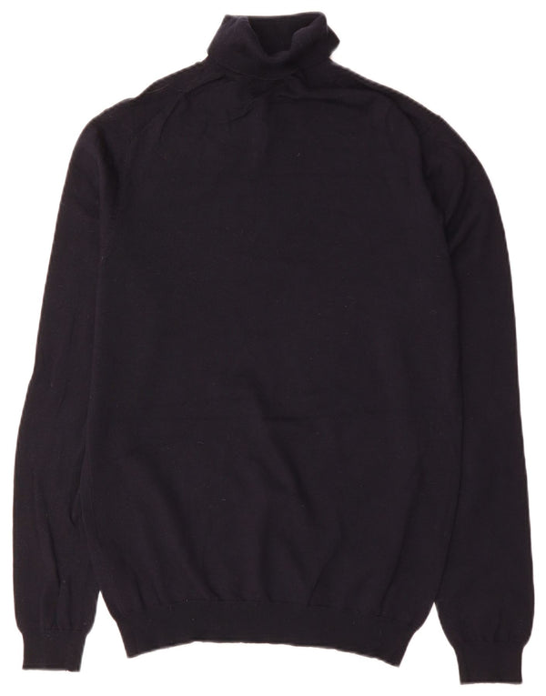 Reiss Mens Roll Neck Jumper Sweater Medium Navy Blue Wool