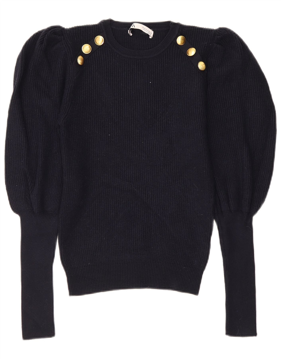 Zara Γυναικείο πουλόβερ με λαιμόκοψη UK 12 Medium Navy Blue