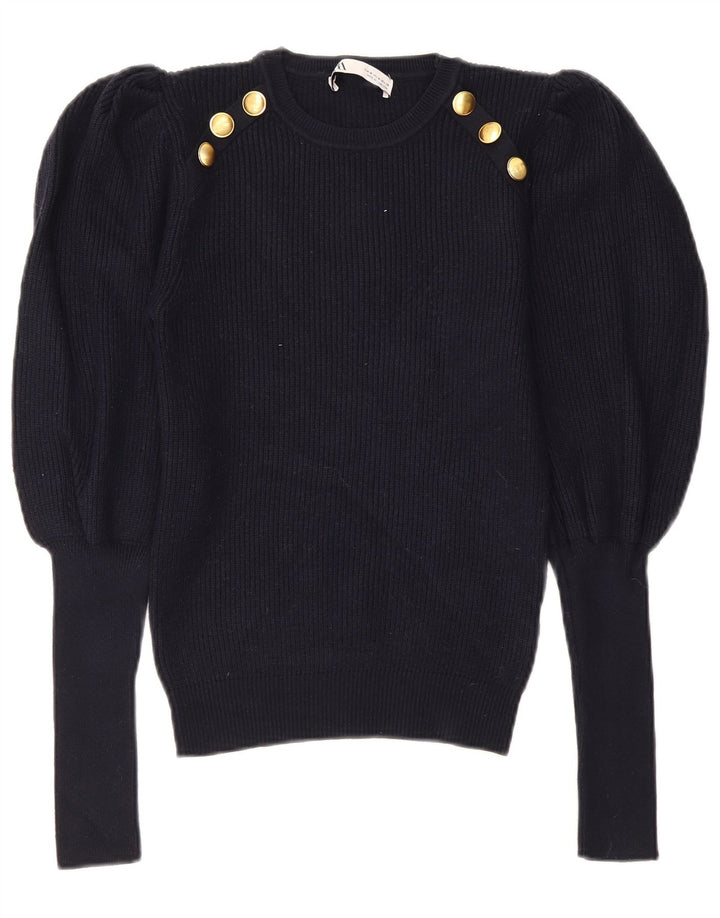 Zara Γυναικείο πουλόβερ με λαιμόκοψη UK 12 Medium Navy Blue