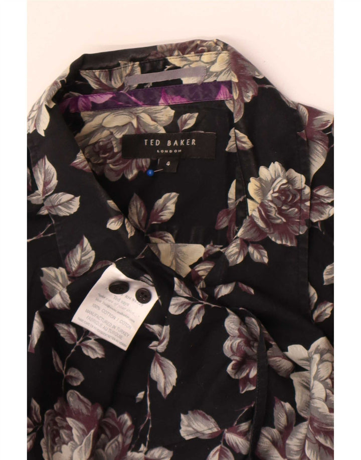 Ανδρικό πουκάμισο Ted Baker Μέγεθος 4 Μεγάλο μαύρο φλοράλ βαμβακερό