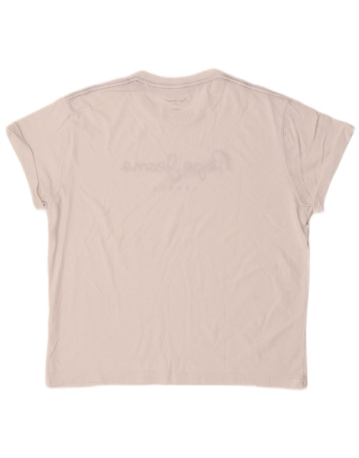 PEPE JEANS Womens Regular Graphic T-Shirt Top UK 10 Small White