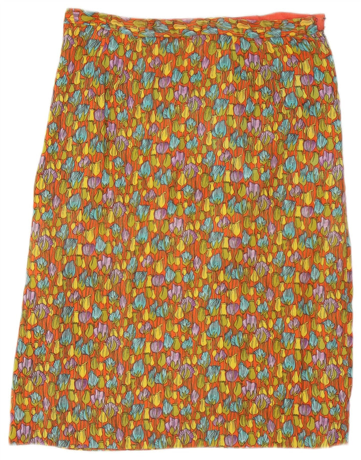 Vintage γυναικεία ίσια φούστα W29 Μεσαίο Πορτοκαλί Floral