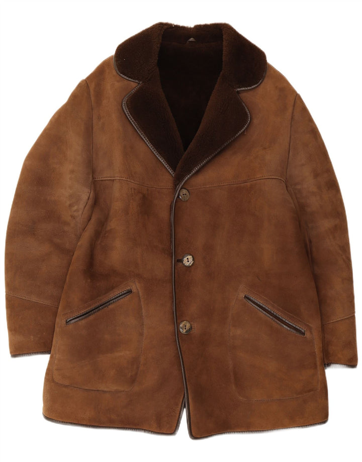 Vintage Ανδρικό παλτό Shearling UK 36 Small Brown