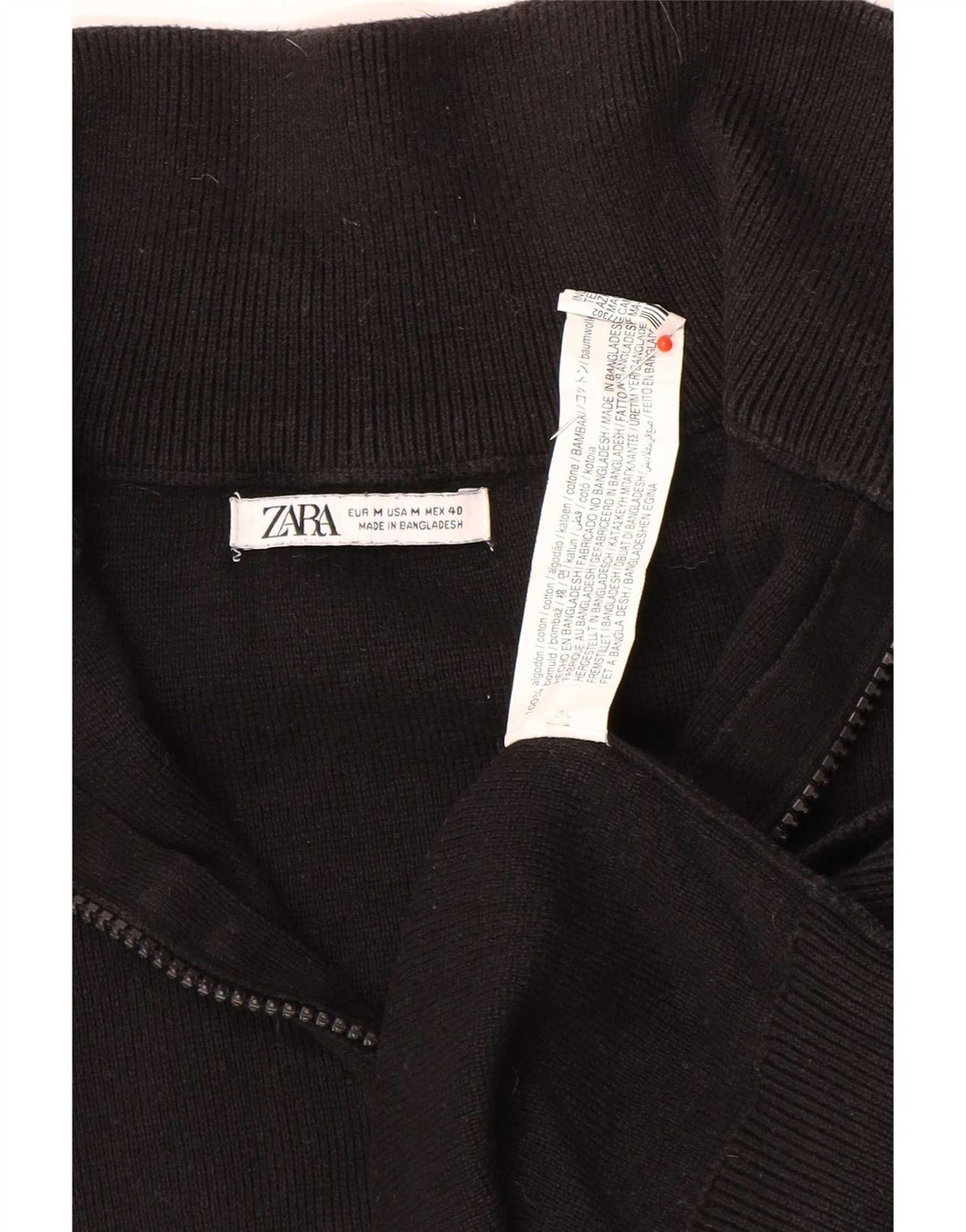 Ανδρικό πουλόβερ Zara με φερμουάρ, μεσαίο μαύρο βαμβακερό