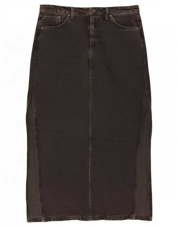 Topshop Γυναικεία Maxi Τζιν Φούστα UK 12 Medium W28 Μαύρη βαμβακερή