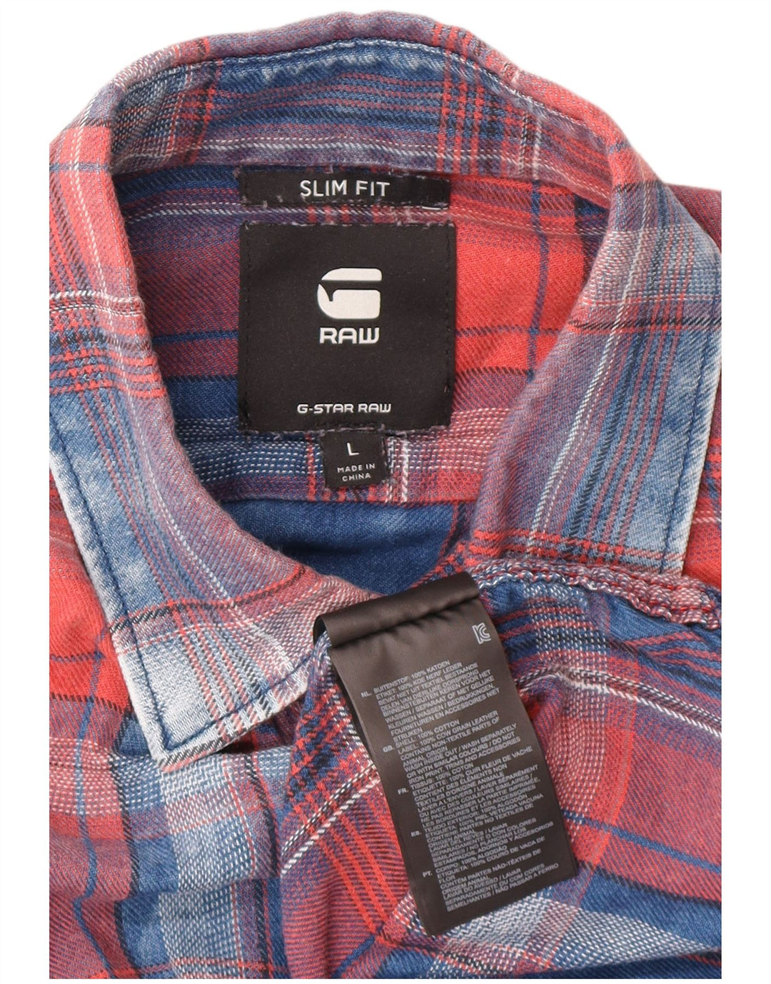 Ανδρικό πουκάμισο G-Star Slim Fit Large Blue Check Cotton