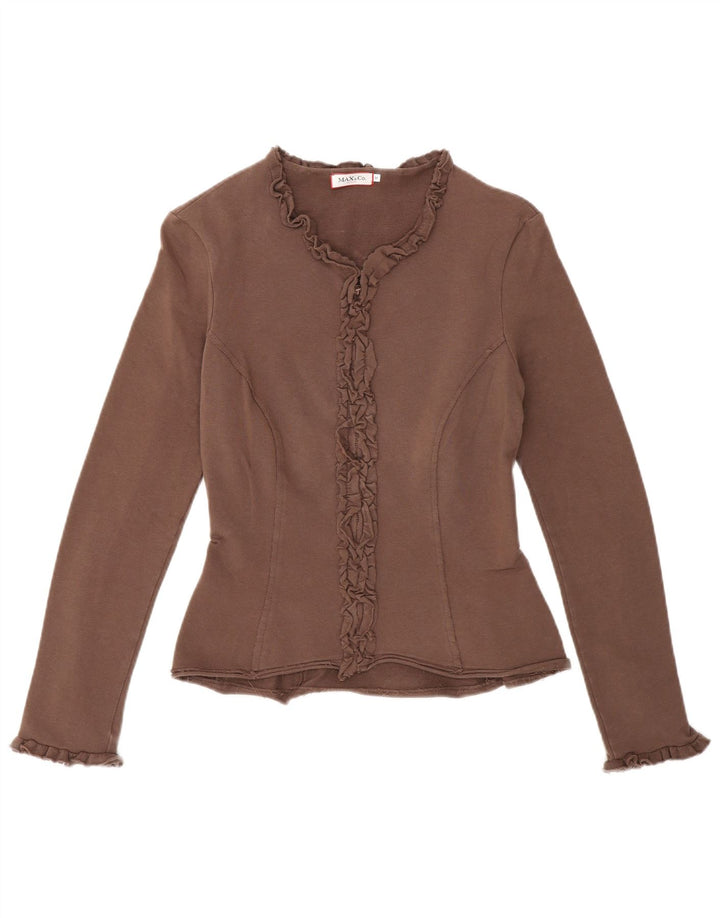 Max & Co. Γυναικεία φόρμα φόρμας γραφικά Top Jacket UK 12 μεσαίο καφέ βαμβακερό