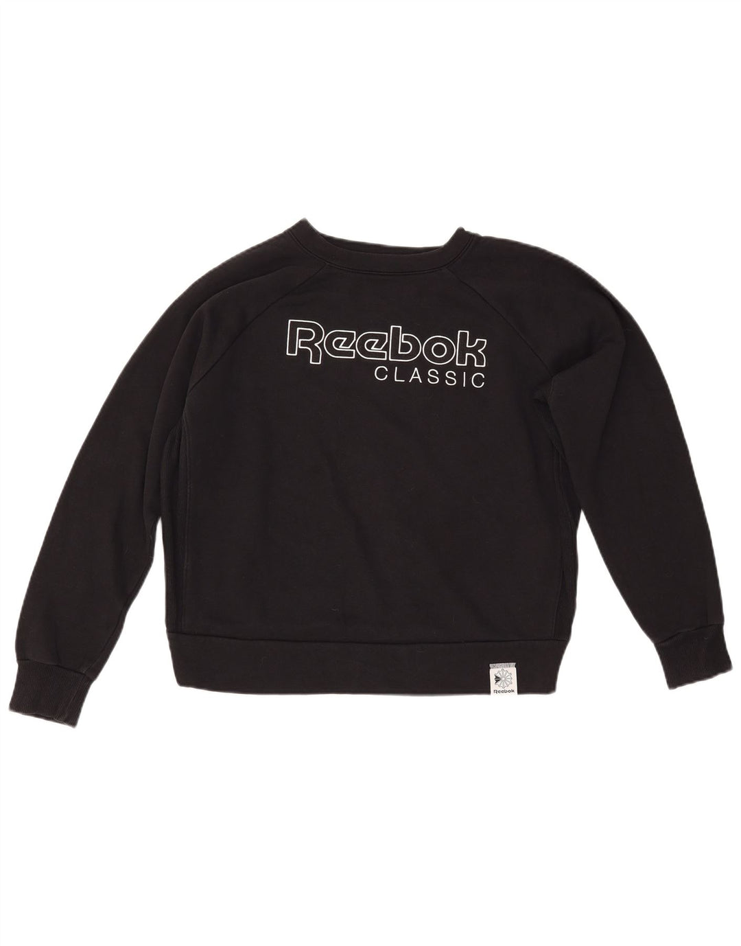REEBOK Γυναικείο Φούτερ γραφικό Jumper UK 14 Μεσαίο μαύρο βαμβακερό