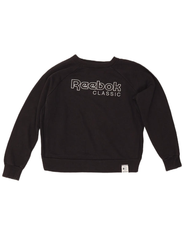 REEBOK Γυναικείο Φούτερ γραφικό Jumper UK 14 Μεσαίο μαύρο βαμβακερό