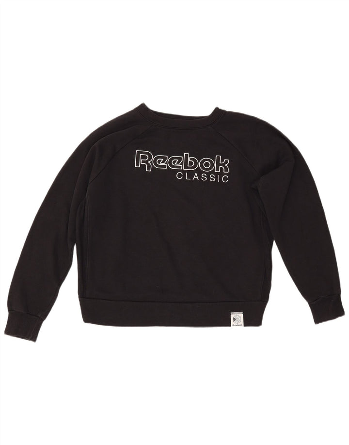 REEBOK Γυναικείο Φούτερ γραφικό Jumper UK 14 Μεσαίο μαύρο βαμβακερό