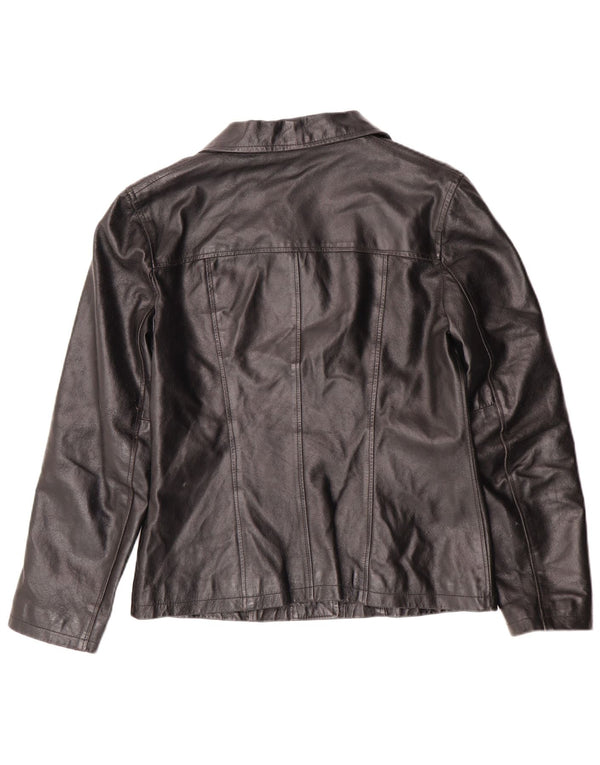 Vintage Γυναικείο Δερμάτινο Μπουφάν UK 12 Medium Black Leather Classic