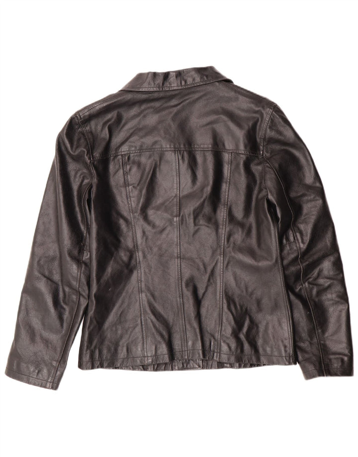 Vintage Γυναικείο Δερμάτινο Μπουφάν UK 12 Medium Black Leather Classic