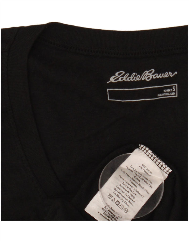 EDDIE BAUER Γυναικείο T-Shirt Top UK 10 Small Black Βαμβακερό