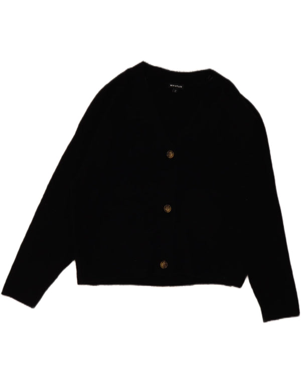 Whistles Γυναικείο Crop Oversized Ζακέτα πουλόβερ UK 16 μεγάλο μαύρο μαλλί