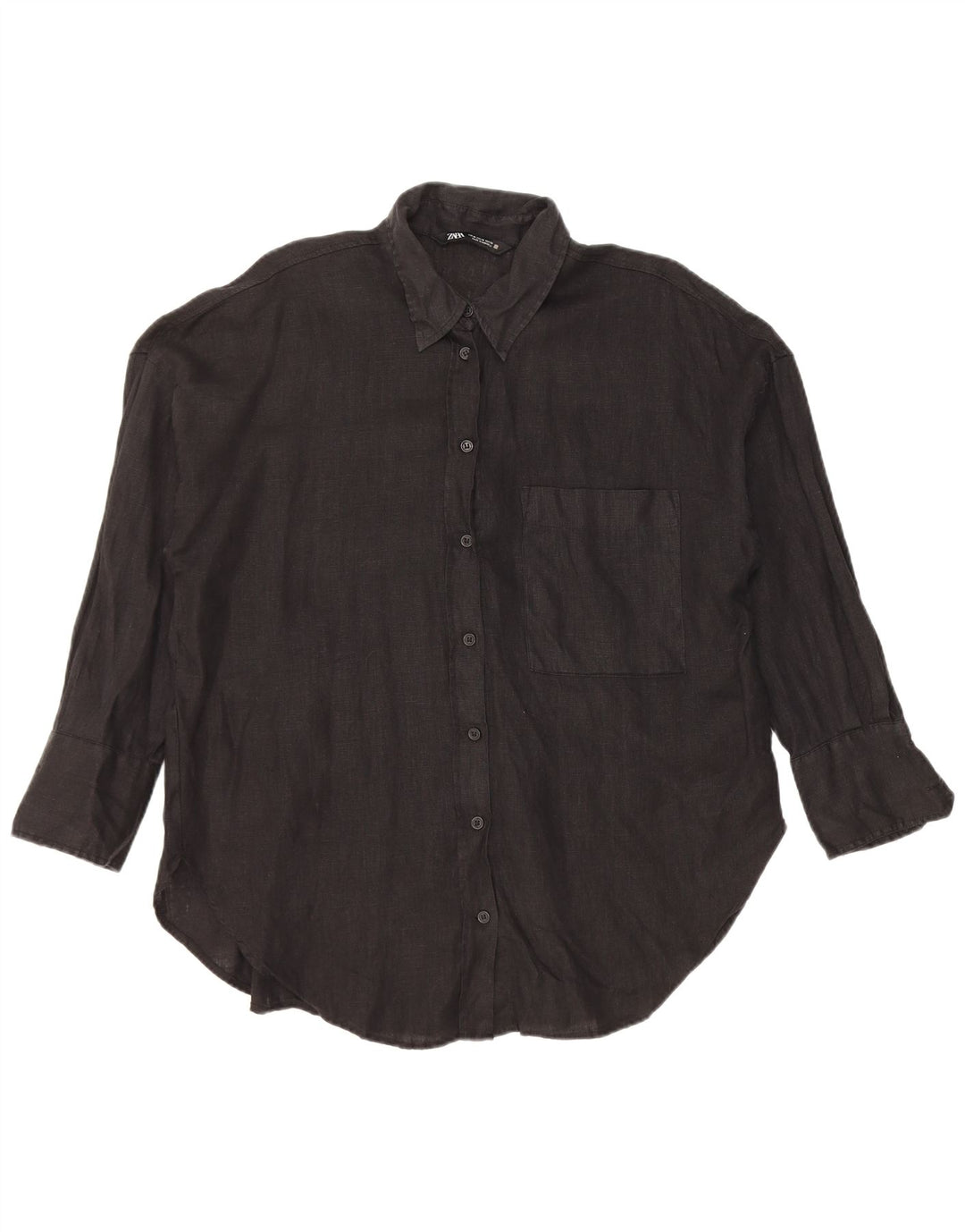 Zara Γυναικείο πουκάμισο Oversized UK 14 Medium Black Len