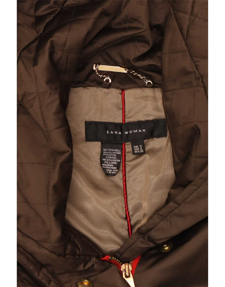 Zara Γυναικείο μπουφάν με κουκούλα UK 10 Small Brown Πολυεστέρας