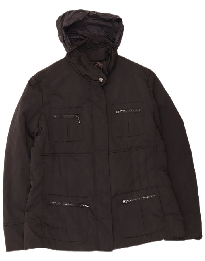 Geox Womens Respira Hooded Utility Jacket UK 14 Large Black Polyester