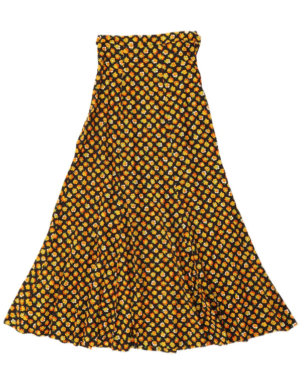 VINTAGE Γυναικεία Maxi A-Line φούστα EU 34 2XS W24 Μαύρη φλοράλ βαμβακερή