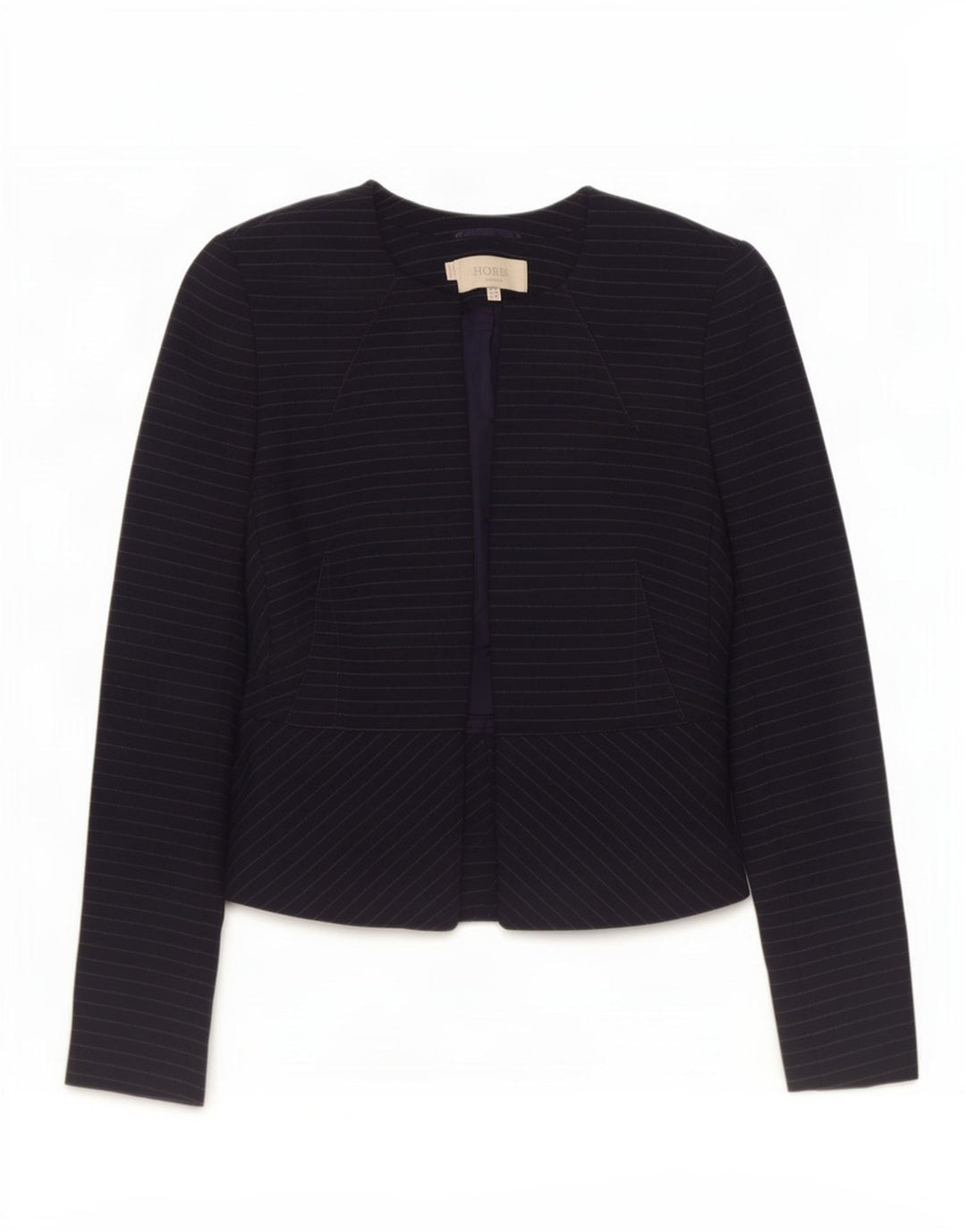 Hobbs Γυναικείο Open Blazer Jacket UK 8 Small Navy Blue Pinstripe Polyester