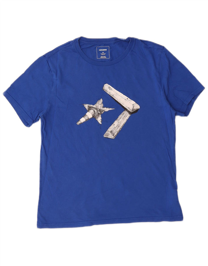 Ανδρικό γραφικό T-Shirt Converse Top από μεσαίο μπλε βαμβακερό