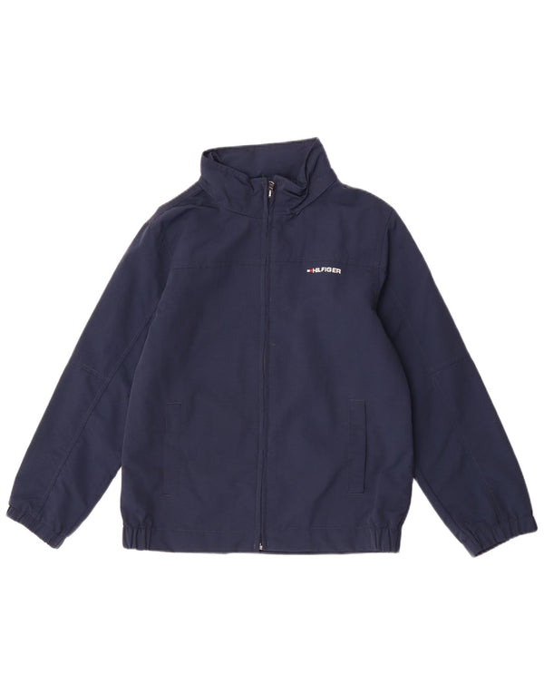 Tommy Hilfiger Boys Graphic Hooded Rain Jacket 12-13 Years large Navy Blue
