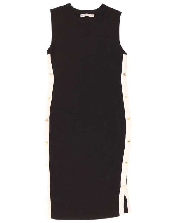 Γυναικείο Αμάνικο Bodycon Φόρεμα UK 12 Medium Black Colourblock