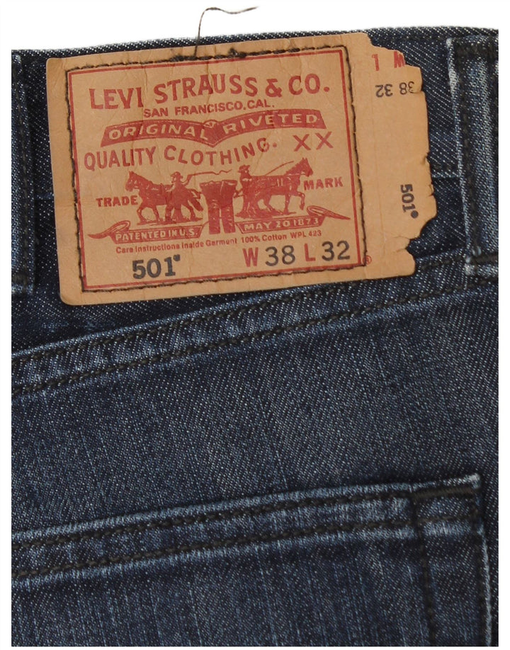 Levi's Mens 501 Straight Jeans W38 L30 Navy Blue Cotton