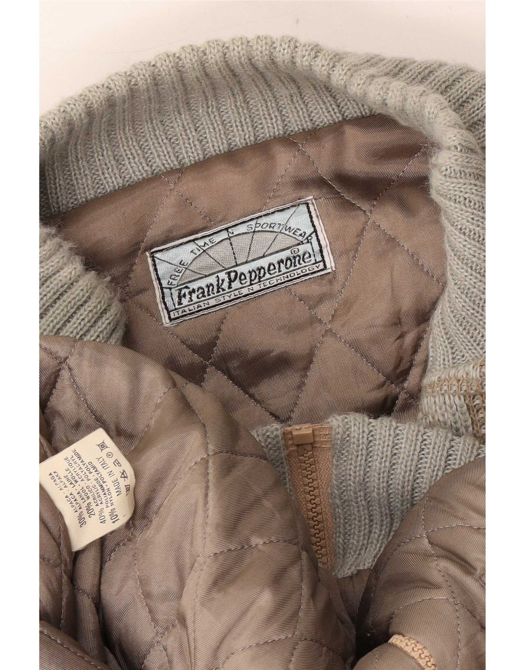 Frank Pepperone Ανδρικό πλεκτό Bomber Jacket UK 42 XL Green Geometric