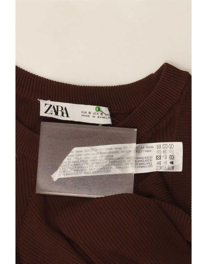 Zara Γυναικείο Γιλέκο Τοπ UK 8 Μικρή Καφέ Βισκόζη