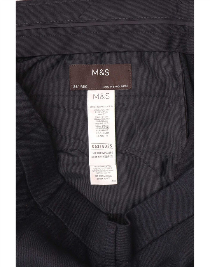 Ανδρικό κανονικό παντελόνι Marks & Spencer W36 L31 Navy Blue Polyester
