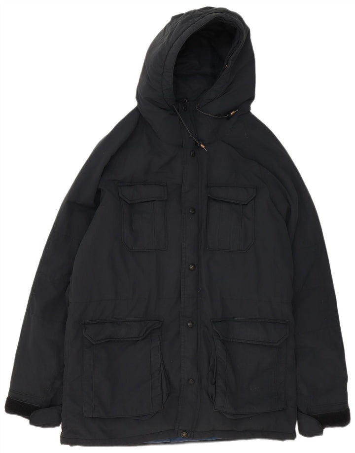 Levi's Mens Hooded Parka Jacket UK 38 Medium Black Polyamide