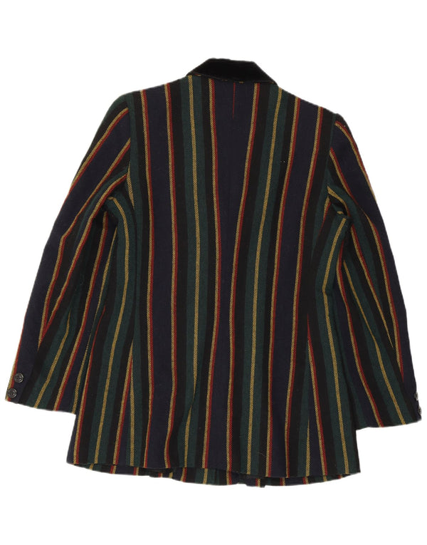 VINTAGE Γυναικείο σακάκι σακάκι με 2 κουμπιά UK 10 Μικρό πολύχρωμο ριγέ
