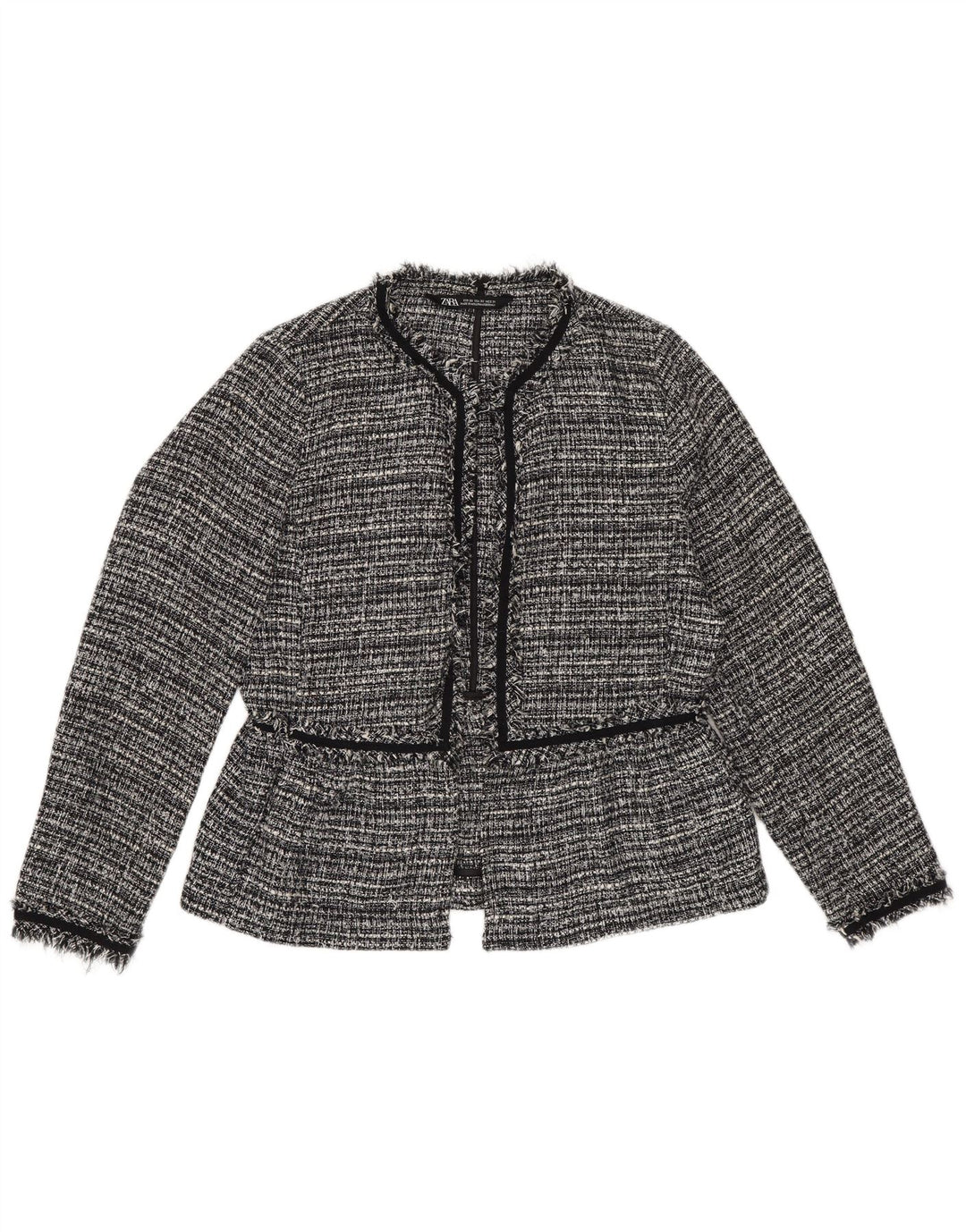 Zara Γυναικείο Open Blazer Jacket UK 6 XS Μαύρο ριγέ πολυεστέρα