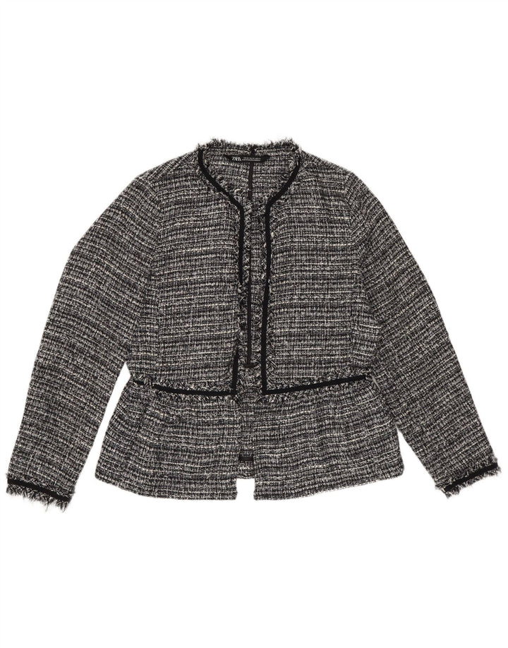 Zara Γυναικείο Open Blazer Jacket UK 6 XS Μαύρο ριγέ πολυεστέρα