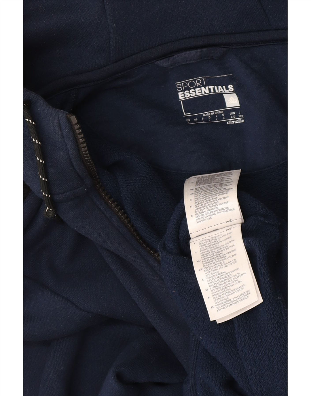Ανδρικό πουλόβερ με κουκούλα με φερμουάρ Adidas Climalite Μεγάλο μπλε ναυτικό πολυεστέρα