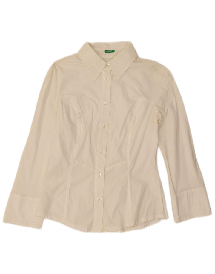 Γυναικείο πουκάμισο Benetton UK 10 Small λευκό βαμβακερό