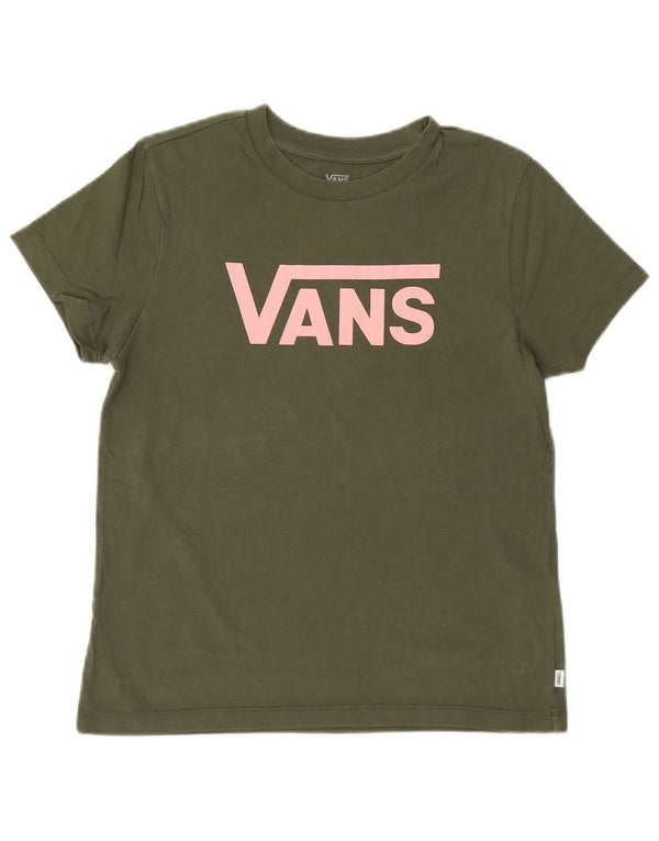 Vans Γυναικείο T-Shirt Top UK 12 Medium Khaki Cotton
