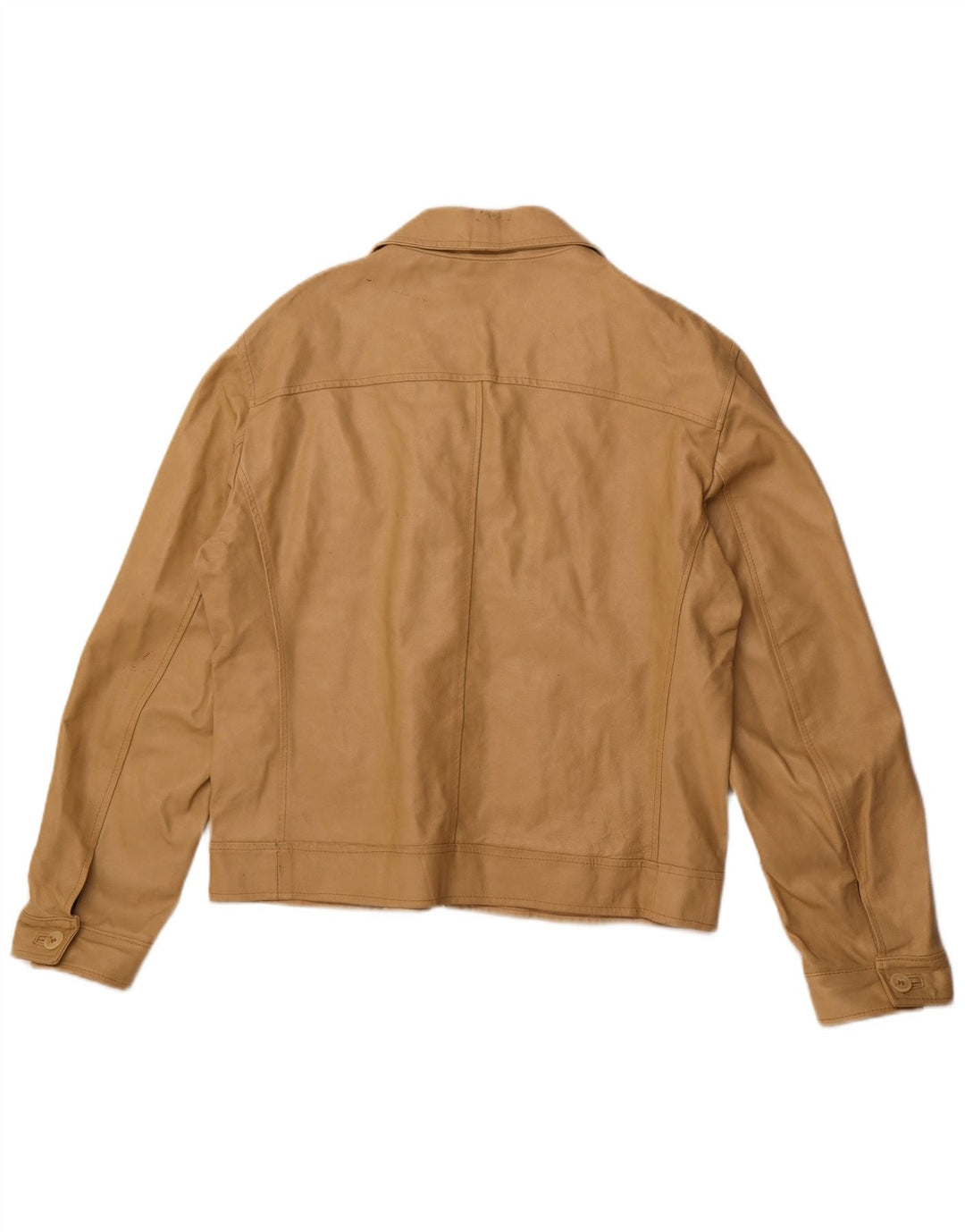 VINTAGE Γυναικείο Δερμάτινο Μπουφάν UK 18 XL Μπεζ Δερμάτινο