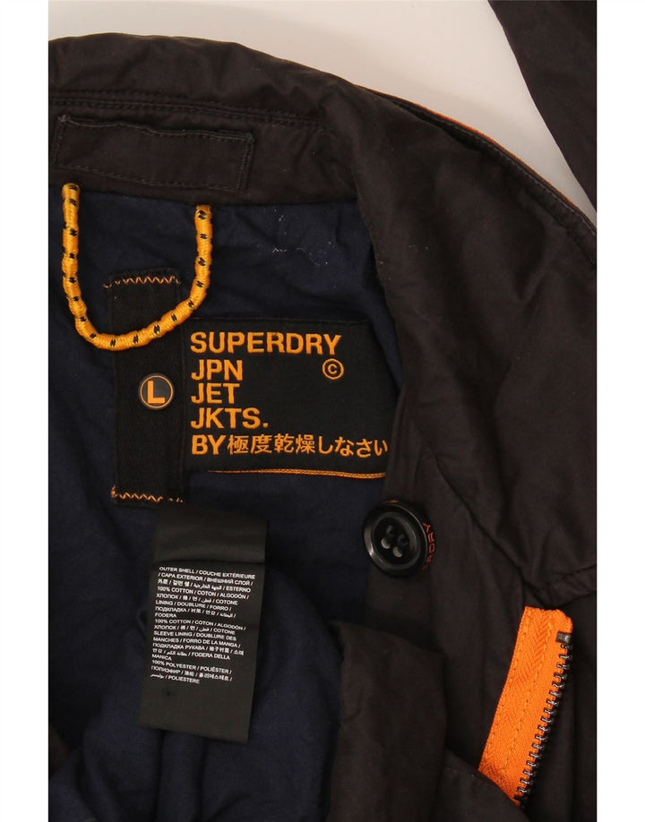 Superdry Γυναικείο παλτό μπιζελιού UK 16 μεγάλο μαύρο βαμβακερό