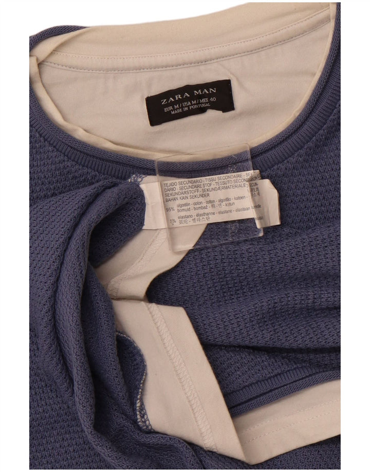 Ανδρικό T-Shirt ZARA Τοπ μεσαίου μπλε βαμβακερό