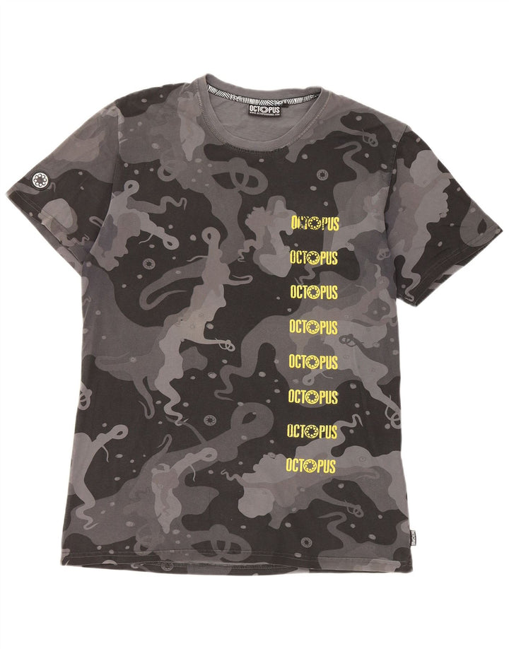 Ανδρικό γραφικό T-Shirt Octopus Top Μεσαίο γκρι βαμβακερό καμουφλάζ